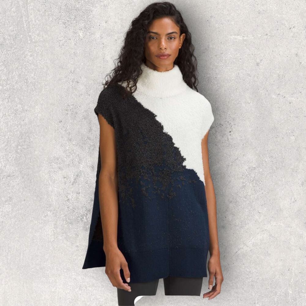 Lululemon Ombre Knit Poncho Sweater Size 8 Textured Turtleneck Luxe